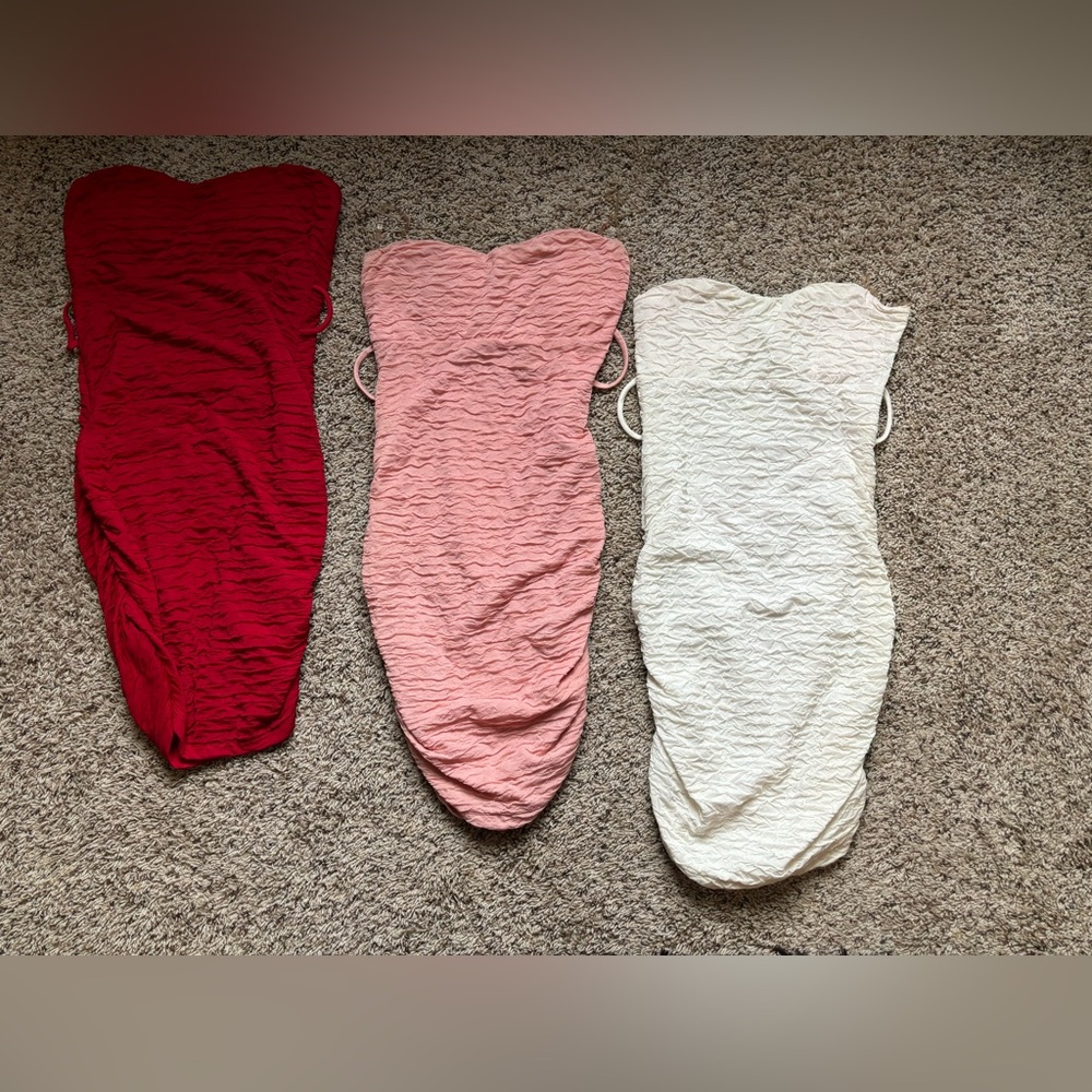 3 pack matching strapless dresses SMALL